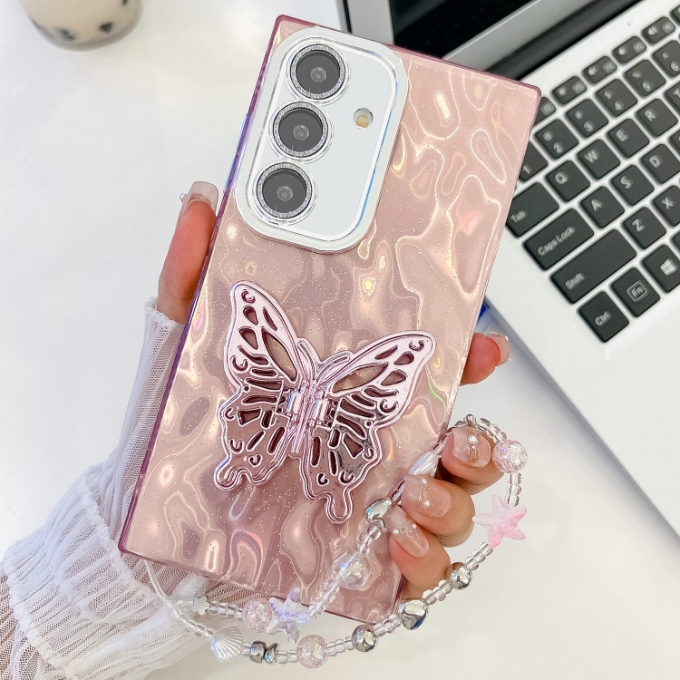 For Samsung Galaxy S24 5G Plating Glitter Lens Film Texture Butterfly Holder Wristband Phone Case(Pink Wrinkles)
For Samsung Galaxy S24 5G Plating Glitter Lens Film Texture Butterfly Holder Wristband Phone Case(Pink Wrinkles)