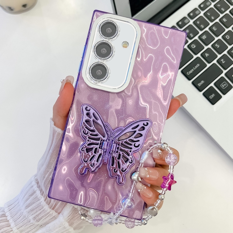 For Samsung Galaxy S24 5G Plating Glitter Lens Film Texture Butterfly Holder Wristband Phone Case(Purple Wrinkles)
For Samsung Galaxy S24 5G Plating Glitter Lens Film Texture Butterfly Holder Wristband Phone Case(Purple Wrinkles)