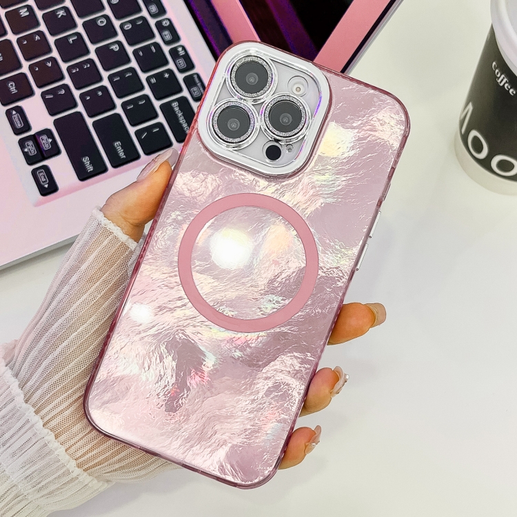 For iPhone 13 Pro Max Plating Texture MagSafe TPU Phone Case with Glitter Lens Film(Pink Tinfoil Texture)
For iPhone 13 Pro Max Plating Texture MagSafe TPU Phone Case with Glitter Lens Film(Pink Tinfoil Texture)