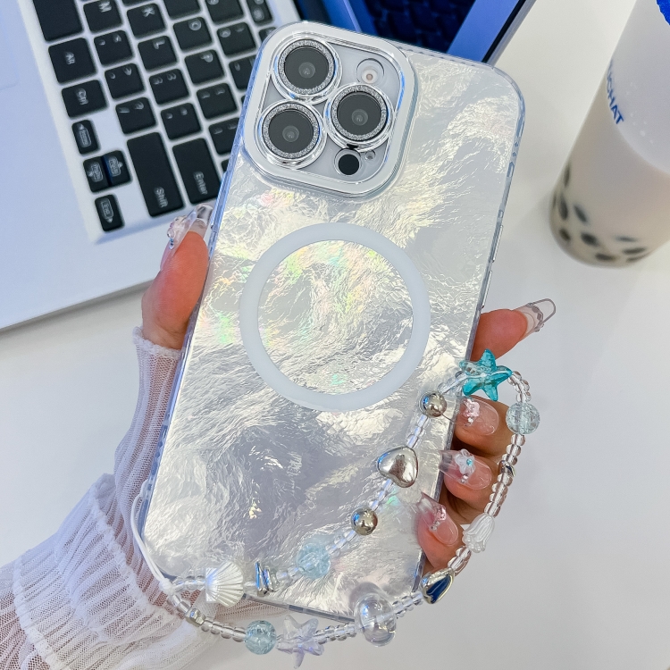 For iPhone 13 Pro Max Plating Texture Wristband MagSafe TPU Phone Case with Glitter Lens Film(White Tinfoil Texture)
For iPhone 13 Pro Max Plating Texture Wristband MagSafe TPU Phone Case with Glitter Lens Film(White Tinfoil Texture)