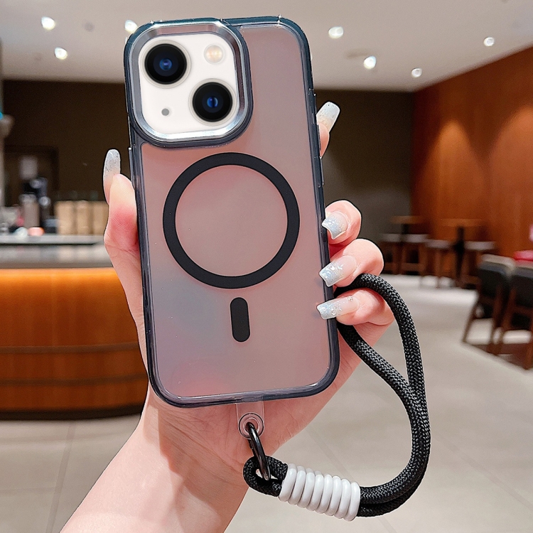 For iPhone 14 Bright Shadow Magsafe Discoloration Phone Case with Wrist Strap(Black)
For iPhone 14 Bright Shadow Magsafe Discoloration Phone Case with Wrist Strap(Black)