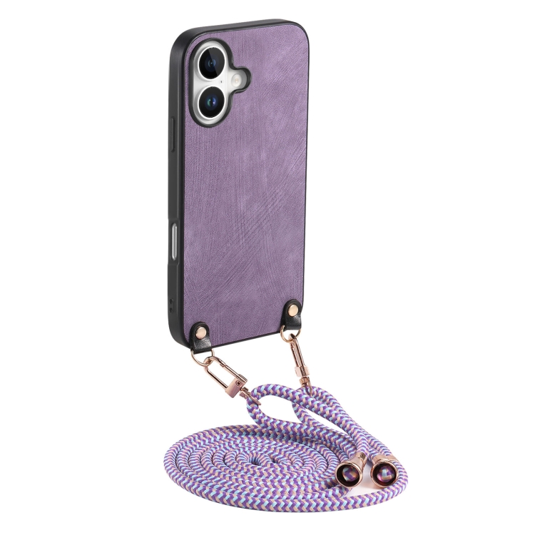 For iPhone 16 Plus Vintage Leather PC Back Cover Phone Case with Crossbody Strap(Purple)
For iPhone 16 Plus Vintage Leather PC Back Cover Phone Case with Crossbody Strap(Purple)