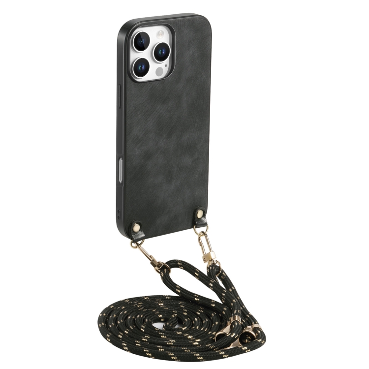 For iPhone 14 Pro Max Vintage Leather PC Back Cover Phone Case with Crossbody Strap(Black)
For iPhone 14 Pro Max Vintage Leather PC Back Cover Phone Case with Crossbody Strap(Black)