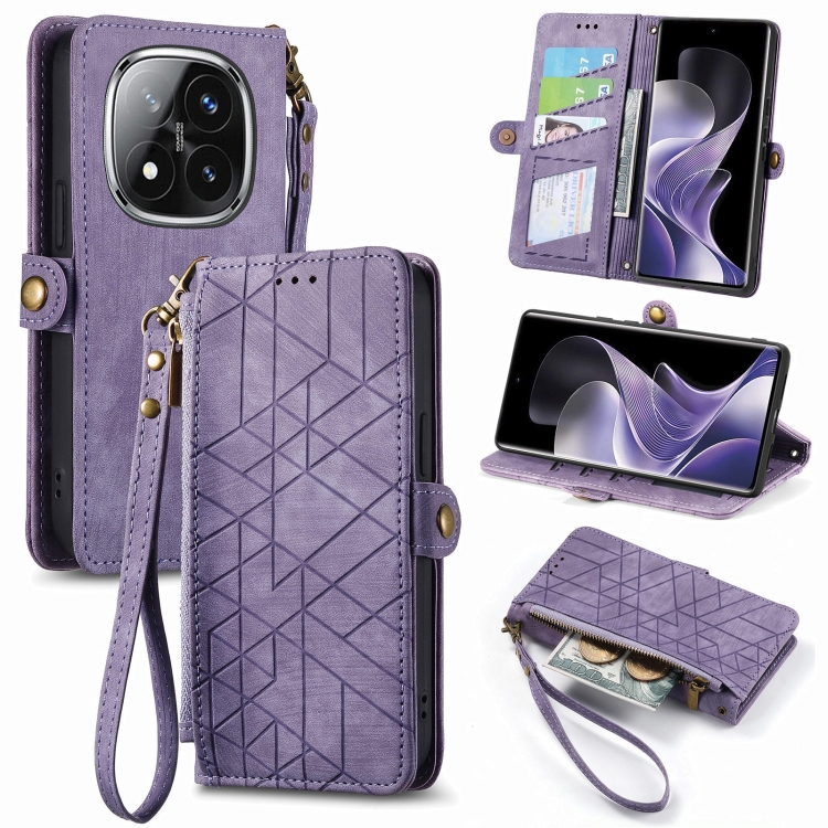 For Xiaomi Redmi Note 14 Pro 5G Geometric Zipper Wallet Side Buckle Leather Phone Case(Purple)
For Xiaomi Redmi Note 14 Pro 5G Geometric Zipper Wallet Side Buckle Leather Phone Case(Purple)