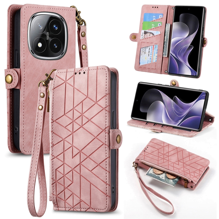 For Xiaomi Redmi Note 14 Pro+ 5G Geometric Zipper Wallet Side Buckle Leather Phone Case(Pink)
For Xiaomi Redmi Note 14 Pro+ 5G Geometric Zipper Wallet Side Buckle Leather Phone Case(Pink)