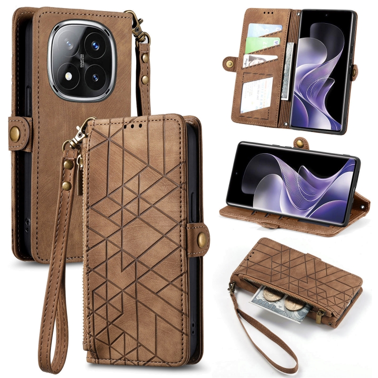 For Xiaomi Redmi Note 14 Pro+ 5G Geometric Zipper Wallet Side Buckle Leather Phone Case(Brown)
For Xiaomi Redmi Note 14 Pro+ 5G Geometric Zipper Wallet Side Buckle Leather Phone Case(Brown)