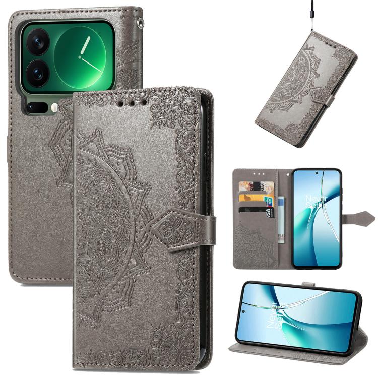 For Xiaomi 17 Pro Mandala Flower Embossed Leather Phone Case(Gray)
For Xiaomi 17 Pro Mandala Flower Embossed Leather Phone Case(Gray)