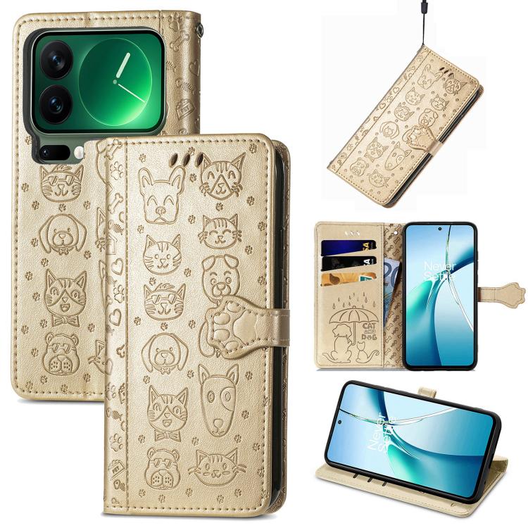 For Xiaomi 17 Pro Cat and Dog Embossed Leather Phone Case(Gold)
For Xiaomi 17 Pro Cat and Dog Embossed Leather Phone Case(Gold)