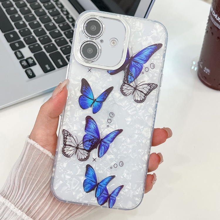 For iPhone 16 Plating Texture Butterfly TPU Phone Case with Glitter Lens Film(Blue Butterflies HU3)
For iPhone 16 Plating Texture Butterfly TPU Phone Case with Glitter Lens Film(Blue Butterflies HU3)