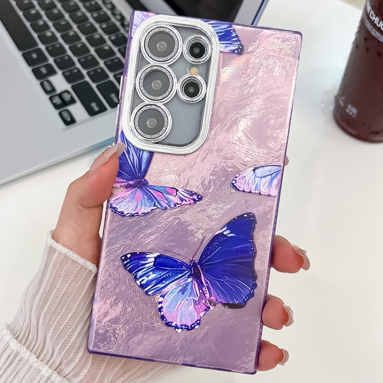 For Samsung Galaxy S23 Ultra 5G Plating Texture Butterfly TPU Phone Case with Glitter Lens Film(Purple Butterflies HU4)
For Samsung Galaxy S23 Ultra 5G Plating Texture Butterfly TPU Phone Case with Glitter Lens Film(Purple Butterflies HU4)