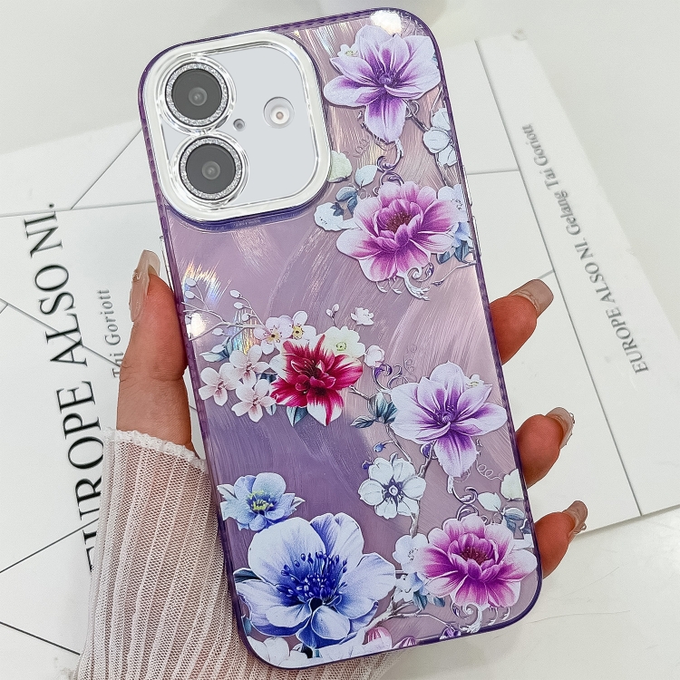 For iPhone 16 Electroplating Flowers Plants Texture TPU Phone Case(Purple Flowers FL1)
For iPhone 16 Electroplating Flowers Plants Texture TPU Phone Case(Purple Flowers FL1)