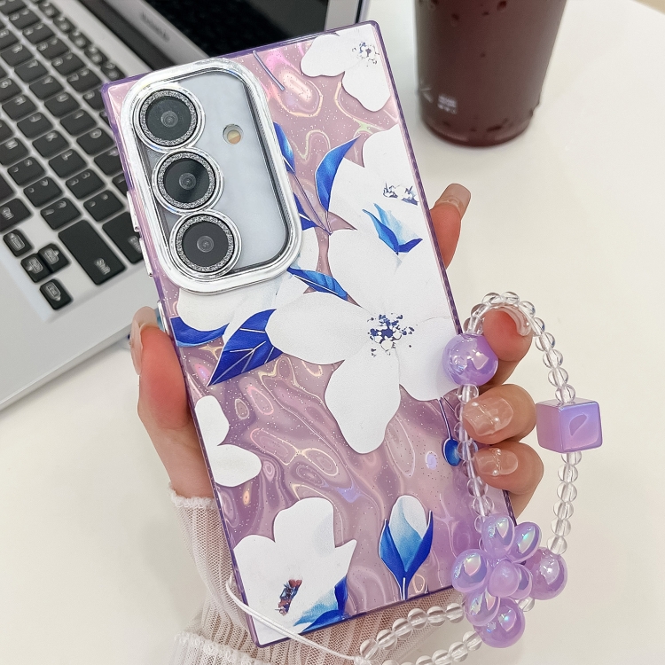 For Samsung Galaxy S25+ 5G Electroplating Flowers Plants Texture Wristband TPU Phone Case(Bougainvillea FL8)
For Samsung Galaxy S25+ 5G Electroplating Flowers Plants Texture Wristband TPU Phone Case(Bougainvillea FL8)