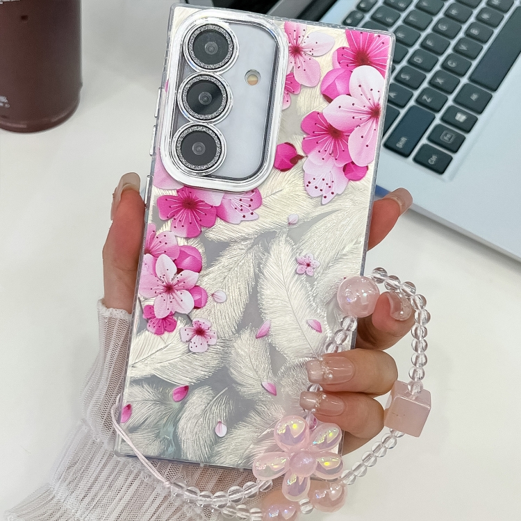 For Samsung Galaxy S24 FE 5G Electroplating Flowers Plants Texture Wristband TPU Phone Case(Peach Blossom FL18)
For Samsung Galaxy S24 FE 5G Electroplating Flowers Plants Texture Wristband TPU Phone Case(Peach Blossom FL18)