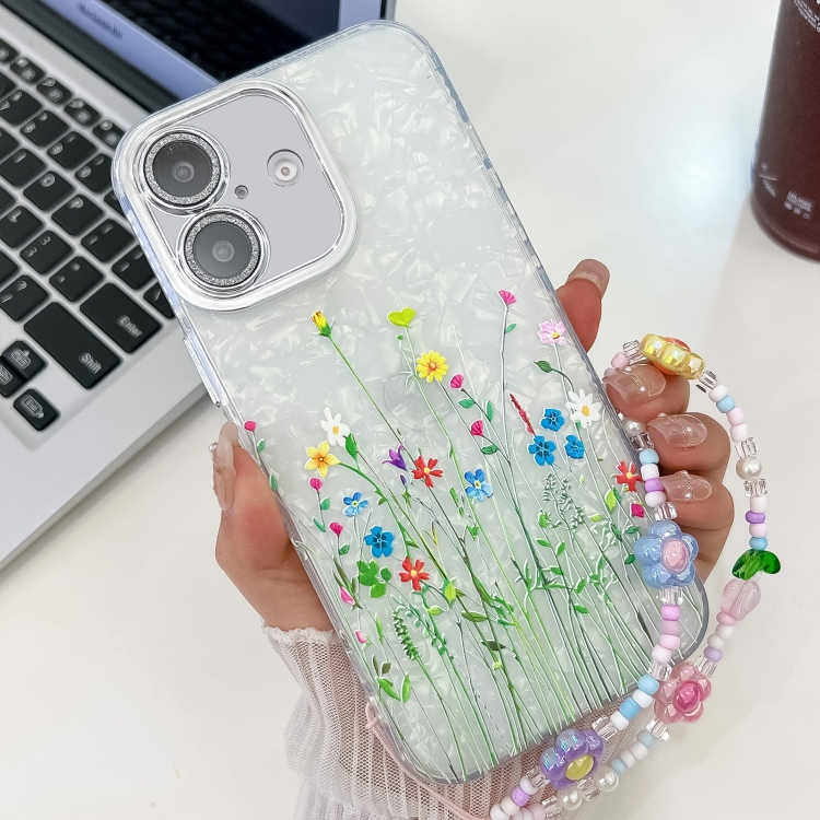For iPhone 16 Plus Electroplating Flower Texture Wristband TPU Phone Case(Little Wildflower SH3)
For iPhone 16 Plus Electroplating Flower Texture Wristband TPU Phone Case(Little Wildflower SH3)