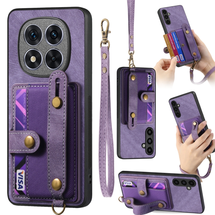 For Xiaomi Redmi Note 14 Pro 5G Retro Cross Wristband Wallet Leather Back Phone Case(Purple)
For Xiaomi Redmi Note 14 Pro 5G Retro Cross Wristband Wallet Leather Back Phone Case(Purple)