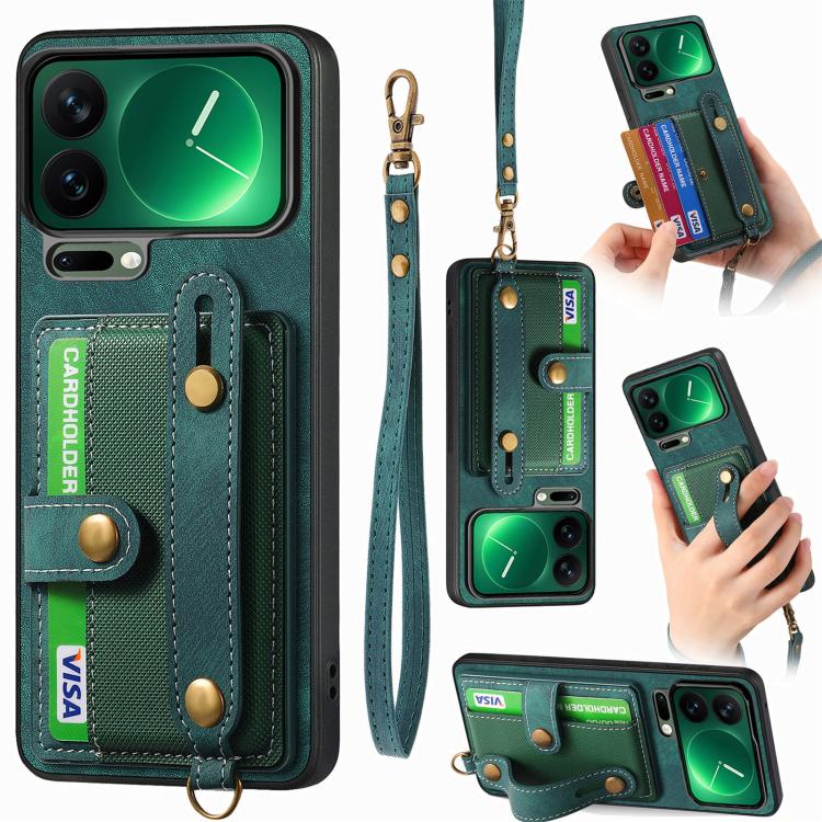 For Xiaomi 15T Pro Retro Cross Wristband Wallet Leather Back Phone Case(Green)
For Xiaomi 15T Pro Retro Cross Wristband Wallet Leather Back Phone Case(Green)