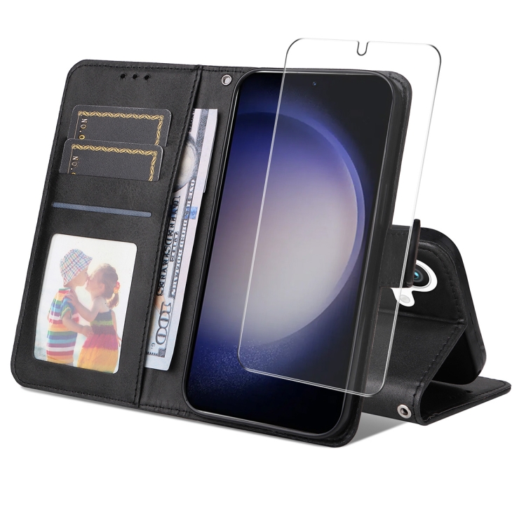 For Samsung Galaxy S24+ 5G ENKAY Card Wallet Calf Texture Leather Phone Case with Screen Film(Black)
For Samsung Galaxy S24+ 5G ENKAY Card Wallet Calf Texture Leather Phone Case with Screen Film(Black)
