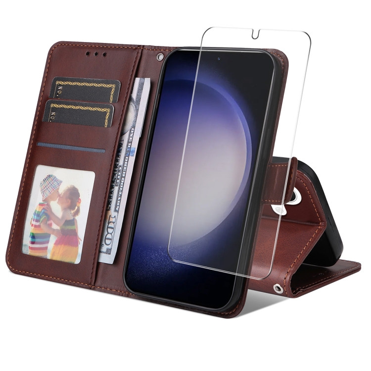 For Samsung Galaxy S24 5G ENKAY Card Wallet Calf Texture Leather Phone Case with Screen Film(Brown)
For Samsung Galaxy S24 5G ENKAY Card Wallet Calf Texture Leather Phone Case with Screen Film(Brown)
