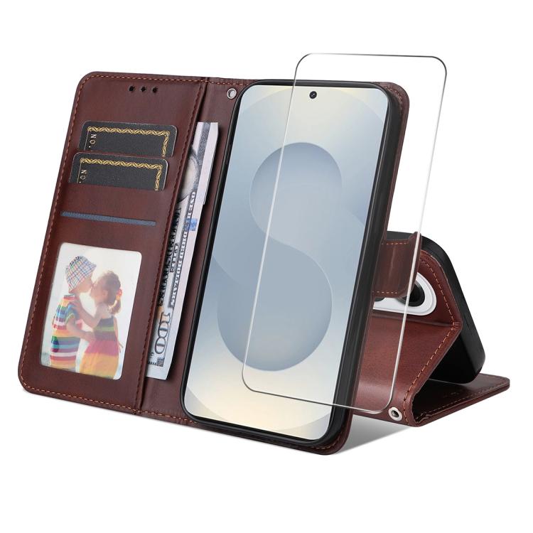 For Samsung Galaxy S25 Edge 5G ENKAY Card Wallet Calf Texture Leather Phone Case with Screen Film(Brown)
For Samsung Galaxy S25 Edge 5G ENKAY Card Wallet Calf Texture Leather Phone Case with Screen Film(Brown)