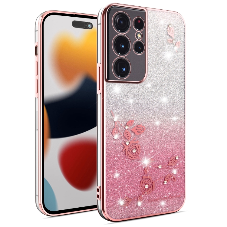 For Samsung Galaxy S21 Ultra 5G Gradient Glitter Flower All-inclusive Phone Case(Pink) 
For Samsung Galaxy S21 Ultra 5G Gradient Glitter Flower All-inclusive Phone Case(Pink)