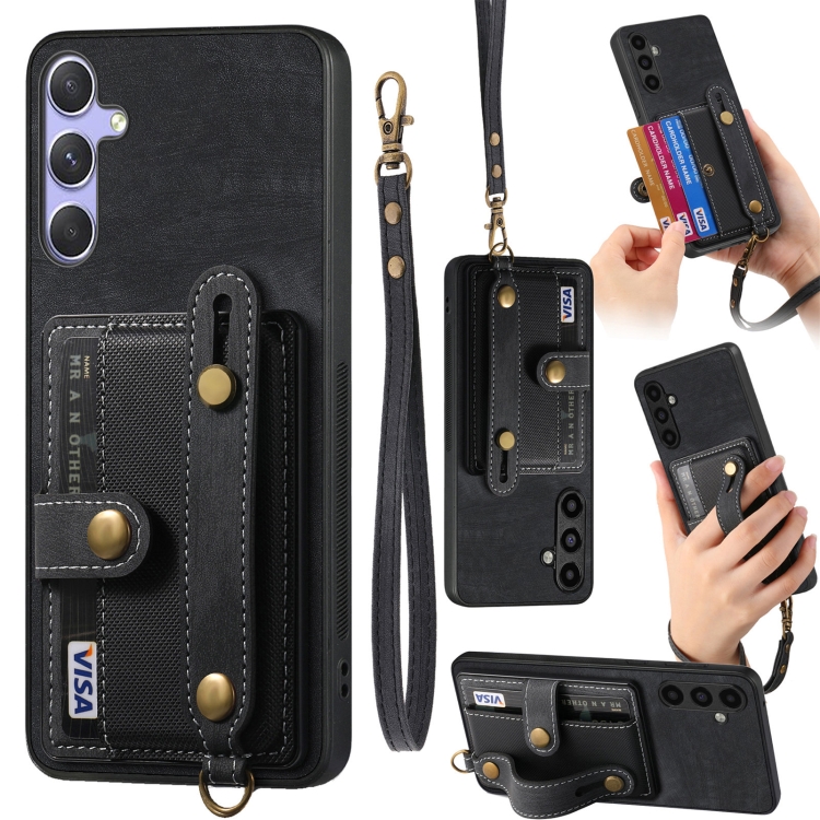 For Samsung Galaxy S25+ 5G Retro Cross Wristband Wallet Leather Back Phone Case(Black)
For Samsung Galaxy S25+ 5G Retro Cross Wristband Wallet Leather Back Phone Case(Black)