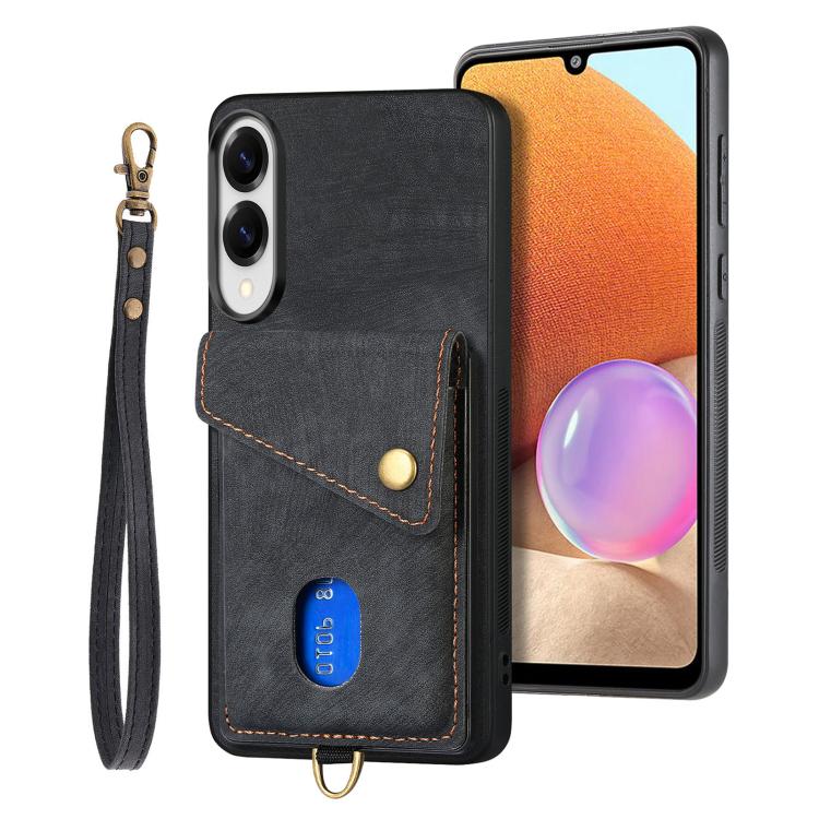For Samsung Galaxy S25 Edge 5G Retro Card Wallet Fold Leather Phone Case with Strap(Black)
For Samsung Galaxy S25 Edge 5G Retro Card Wallet Fold Leather Phone Case with Strap(Black)