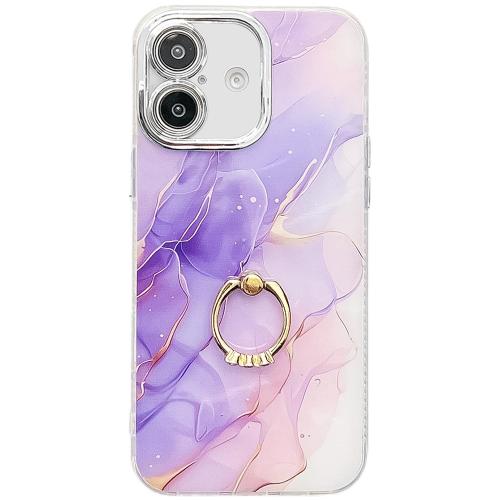 For iPhone 16 Plus Electroplated Marble Texture Ring Holder Phone Case(Purple S3)
For iPhone 16 Plus Electroplated Marble Texture Ring Holder Phone Case(Purple S3)