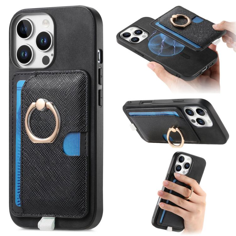 For iPhone 15 Pro max Retro Cross Leather Ring Side Insert Card Bag MagSafe Phone Case(Black)
For iPhone 15 Pro max Retro Cross Leather Ring Side Insert Card Bag MagSafe Phone Case(Black)