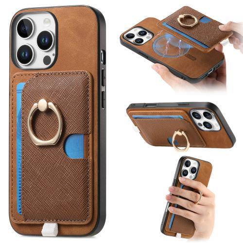 For iPhone 13 Pro Retro Cross Leather Ring Side Insert Card Bag MagSafe Phone Case(Brown)
For iPhone 13 Pro Retro Cross Leather Ring Side Insert Card Bag MagSafe Phone Case(Brown)