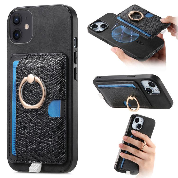 For iPhone 12 / 12 Pro Retro Cross Leather Ring Side Insert Card Bag MagSafe Phone Case(Black)
For iPhone 12 / 12 Pro Retro Cross Leather Ring Side Insert Card Bag MagSafe Phone Case(Black)