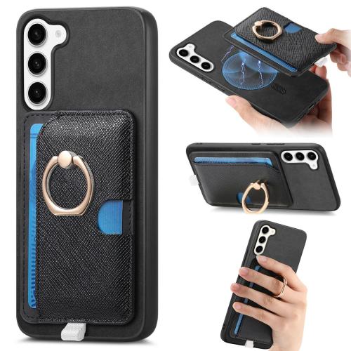 For Samsung Galaxy S23+ 5G Retro Cross Leather Ring Side Insert Card Bag MagSafe Phone Case(Black)
For Samsung Galaxy S23+ 5G Retro Cross Leather Ring Side Insert Card Bag MagSafe Phone Case(Black)