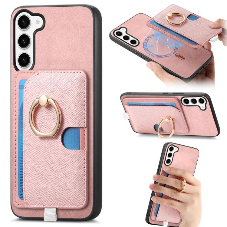 For Samsung Galaxy S23 5G Retro Cross Leather Ring Side Insert Card Bag MagSafe Phone Case(Pink)
For Samsung Galaxy S23 5G Retro Cross Leather Ring Side Insert Card Bag MagSafe Phone Case(Pink)