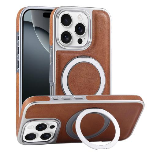 For iPhone 16 Pro Plated Leather Grain Rotation MagSafe Holder Phone Case(Brown)
For iPhone 16 Pro Plated Leather Grain Rotation MagSafe Holder Phone Case(Brown)