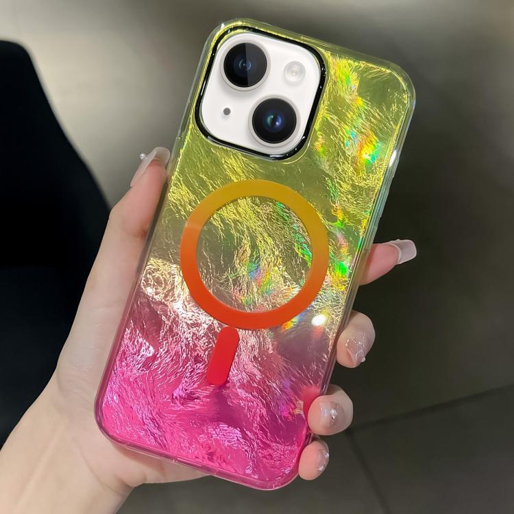 For iPhone 15 Plus Plating Gradient Glacier Texture MagSafe Phone Case(Yellow Pink)
For iPhone 15 Plus Plating Gradient Glacier Texture MagSafe Phone Case(Yellow Pink)