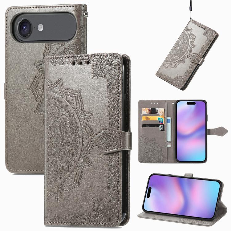 For iPhone Air Mandala Flower Embossed Leather Phone Case(Gray)
For iPhone Air Mandala Flower Embossed Leather Phone Case(Gray)