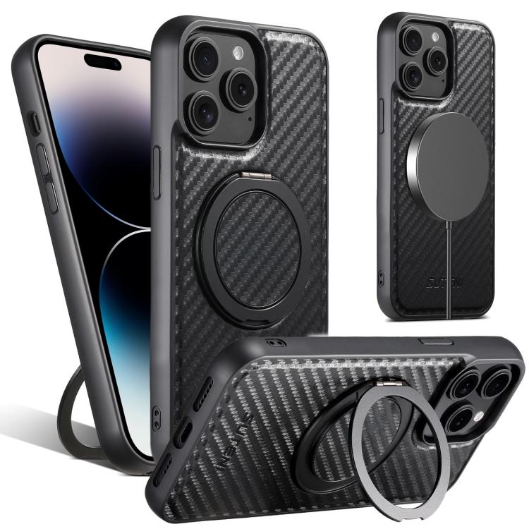 For iPhone 14 Pro Max Suteni G3 Carbon Fiber Leather 360 Rotation Holder MagSafe Phone Case(Black)
For iPhone 14 Pro Max Suteni G3 Carbon Fiber Leather 360 Rotation Holder MagSafe Phone Case(Black)