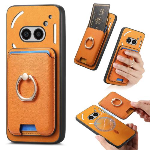 For Nothing CMF Phone 1 Retro Cross Leather Ring Vertical Insert Card Bag MagSafe Phone Case(Yellow)
For Nothing CMF Phone 1 Retro Cross Leather Ring Vertical Insert Card Bag MagSafe Phone Case(Yellow)