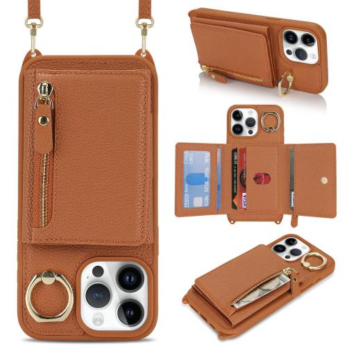 For iPhone 13 Pro Crossbody Zipper Wallet Ring Holder Litchi Leather Phone Case(Brown)
For iPhone 13 Pro Crossbody Zipper Wallet Ring Holder Litchi Leather Phone Case(Brown)