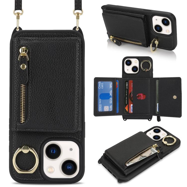 For iPhone 14 / 13 Crossbody Zipper Wallet Ring Holder Litchi Leather Phone Case(Black)
For iPhone 14 / 13 Crossbody Zipper Wallet Ring Holder Litchi Leather Phone Case(Black)