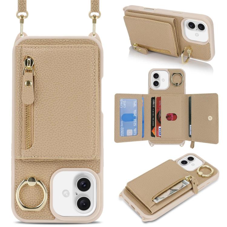 For iPhone 16 Crossbody Zipper Wallet Ring Holder Litchi Leather Phone Case(Rose Gold)
For iPhone 16 Crossbody Zipper Wallet Ring Holder Litchi Leather Phone Case(Rose Gold)
