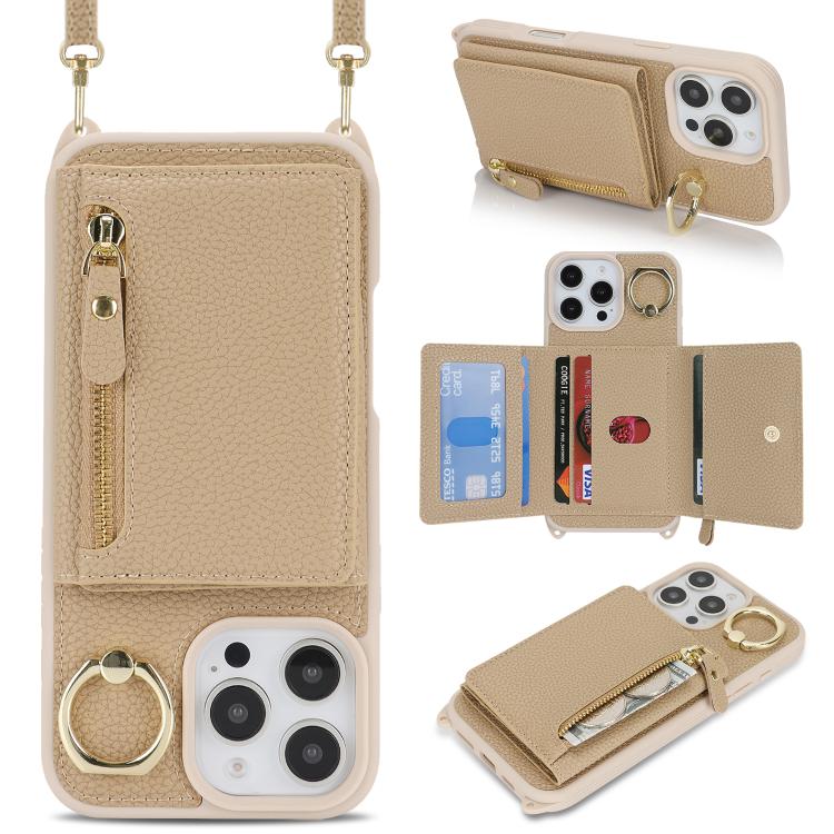 For iPhone 16 Pro Crossbody Zipper Wallet Ring Holder Litchi Leather Phone Case(Rose Gold)
For iPhone 16 Pro Crossbody Zipper Wallet Ring Holder Litchi Leather Phone Case(Rose Gold)