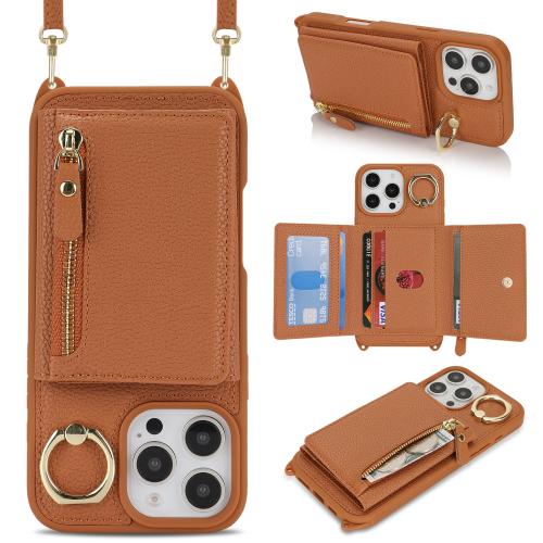 For iPhone 16 Pro Crossbody Zipper Wallet Ring Holder Litchi Leather Phone Case(Brown)
For iPhone 16 Pro Crossbody Zipper Wallet Ring Holder Litchi Leather Phone Case(Brown)