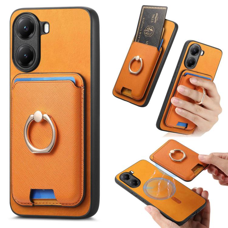For Redmi Turbo 4 Retro Cross Leather Ring Vertical Insert Card Bag MagSafe Phone Case(Yellow)
For Redmi Turbo 4 Retro Cross Leather Ring Vertical Insert Card Bag MagSafe Phone Case(Yellow)