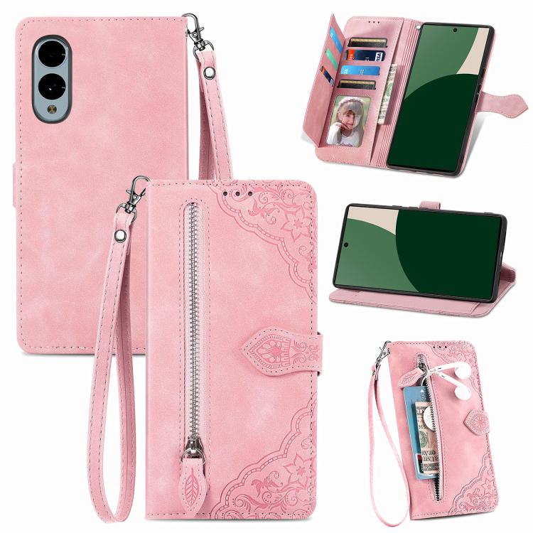 For Fujitsu Arrows We2 / F-52E Embossed Flower Zipper Leather Phone Case(Pink)
For Fujitsu Arrows We2 / F-52E Embossed Flower Zipper Leather Phone Case(Pink)