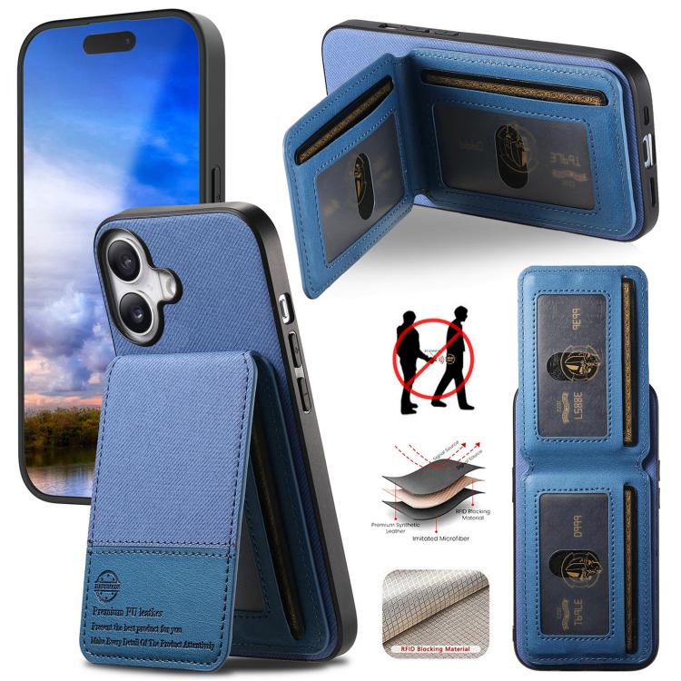 For iPhone 16 Plus Twill Fabric Leather Vertical Flip RFID Card Bag Phone Case(Blue)
For iPhone 16 Plus Twill Fabric Leather Vertical Flip RFID Card Bag Phone Case(Blue)