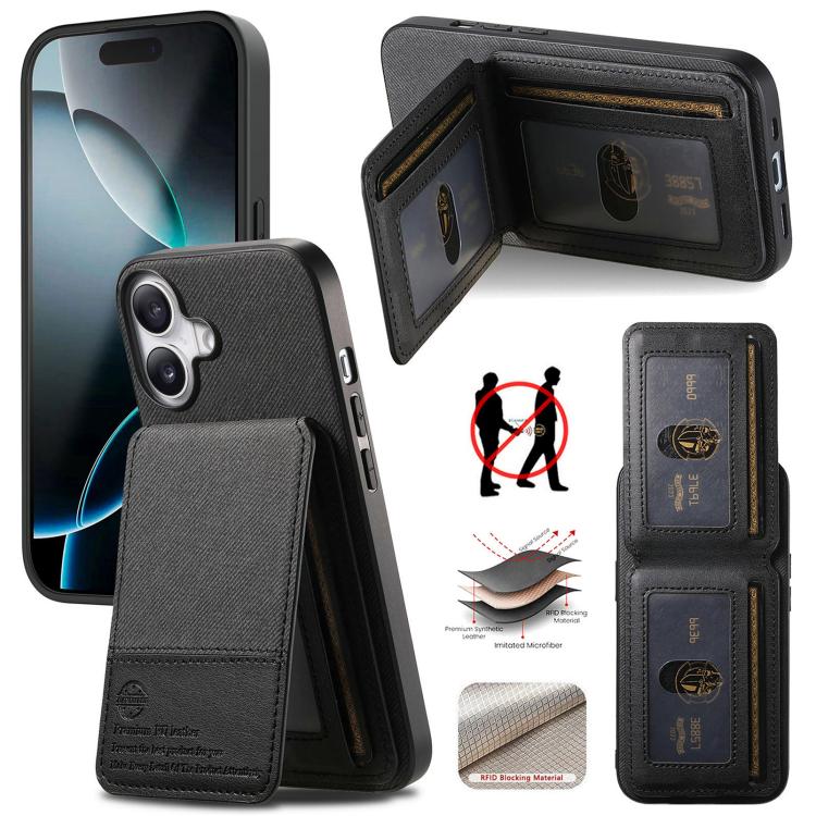 For iPhone 16 Twill Fabric Leather Vertical Flip RFID Card Bag Phone Case(Black)
For iPhone 16 Twill Fabric Leather Vertical Flip RFID Card Bag Phone Case(Black)