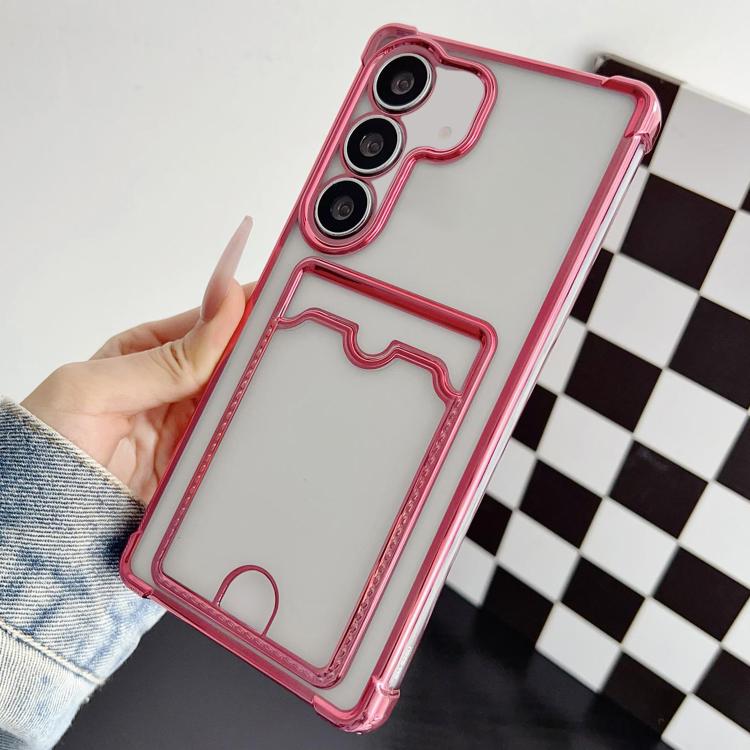 For Samsung Galaxy S25 5G Four-cornered Electroplated Card Bag TPU Phone Case(Pink)
For Samsung Galaxy S25 5G Four-cornered Electroplated Card Bag TPU Phone Case(Pink)