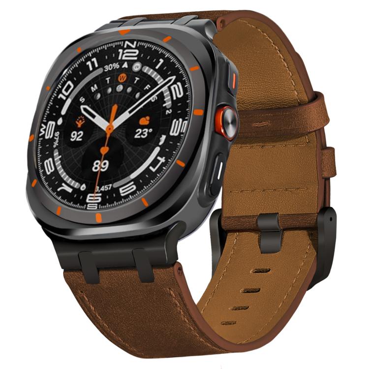 For Samsung Galaxy Watch Ultra 47mm Crazy Horse Leather Watch Band(Black Brown+Black Buckle)
For Samsung Galaxy Watch Ultra 47mm Crazy Horse Leather Watch Band(Black Brown+Black Buckle)