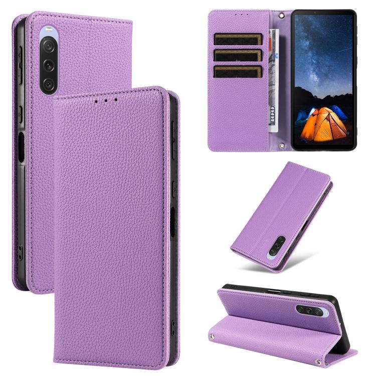 For Sony Xperia 10 V Litchi Texture Dual-Folded Magnetic Suction Vegan Leather Phone Case with Strap(Purple)
For Sony Xperia 10 V Litchi Texture Dual-Folded Magnetic Suction Vegan Leather Phone Case with Strap(Purple)