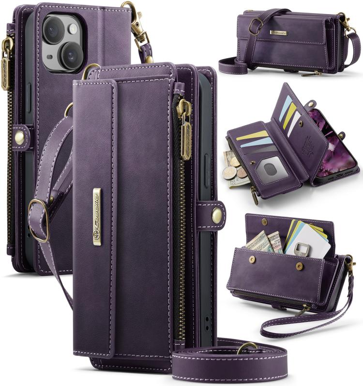 For iPhone 15 CaseMe C39 RFID Blocking Zipper Wallet Leather Phone Case with Crossbody Strap(Purple)
For iPhone 15 CaseMe C39 RFID Blocking Zipper Wallet Leather Phone Case with Crossbody Strap(Purple)